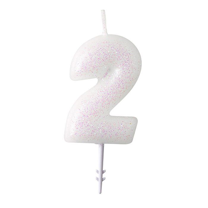 Amscan bougie à gâteau paillettes numéro 8 cire 6,5 cm blanc