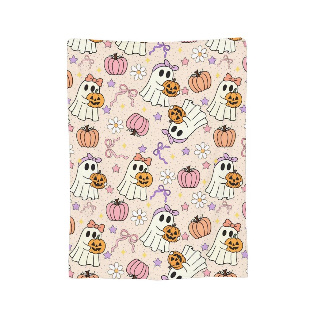 Halloween Ghosts Foral Blankets Fleece Summer Air Conditioning Pumpkin Portable Super Soft Throw Blanket for Home Travel Quilt