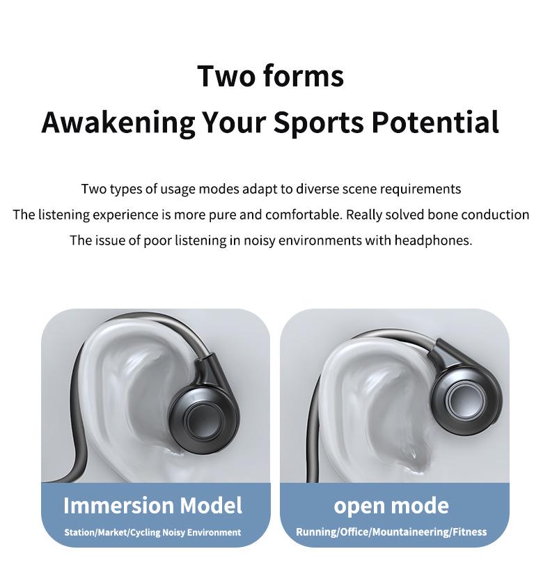 New M2 Dual Ear Hanging Bone Conduction Bluetooth Earphones - Wireless, Non-In-Ear, Sports Neckband Design