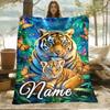 Custom Tiger & Cub Blanket Personalized Name Photo Fleece Throw All Season Soft Warm Bedding for Kids Adults Home Decor Gift