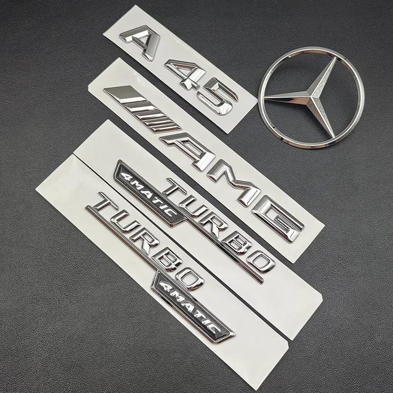 AMG W220 Pour Benz Chaud 3D ABS Chrome A45 Logo Kit Carrosserie Turbo 4MATIC Badge Emblème AMG Autocollant Étoile Arrière de Voiture Pour Mercedes Benz A45