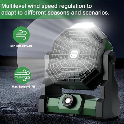 Ventilateur Portable Rechargeable, Ventilateur sans Fil à Batterie avec Lanterne LED, Ventilateur de Table d'Extérieur, Ventilateurs à Batterie USB pour le Voyage
