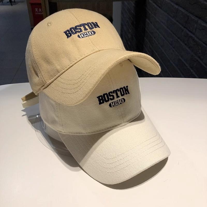 Boston Letter Embroidered Baseball Cap With Breathable Cotton For Casual Streetwear