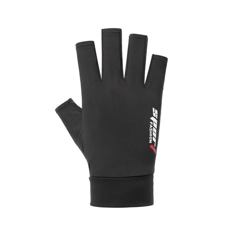 Full-finger ice silk mens summer thin breathable anti-wear sports cycling gloves half-finger leakage two-finger womens sunscreen gloves M
