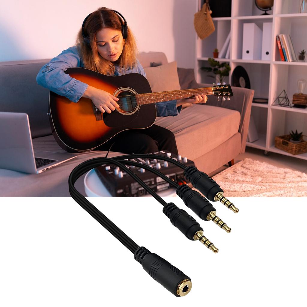 Triple Output 3.5mm Sound Y Cable Gold Plateds Jacks Simultaneous Multiple Device Connection 30cm Length