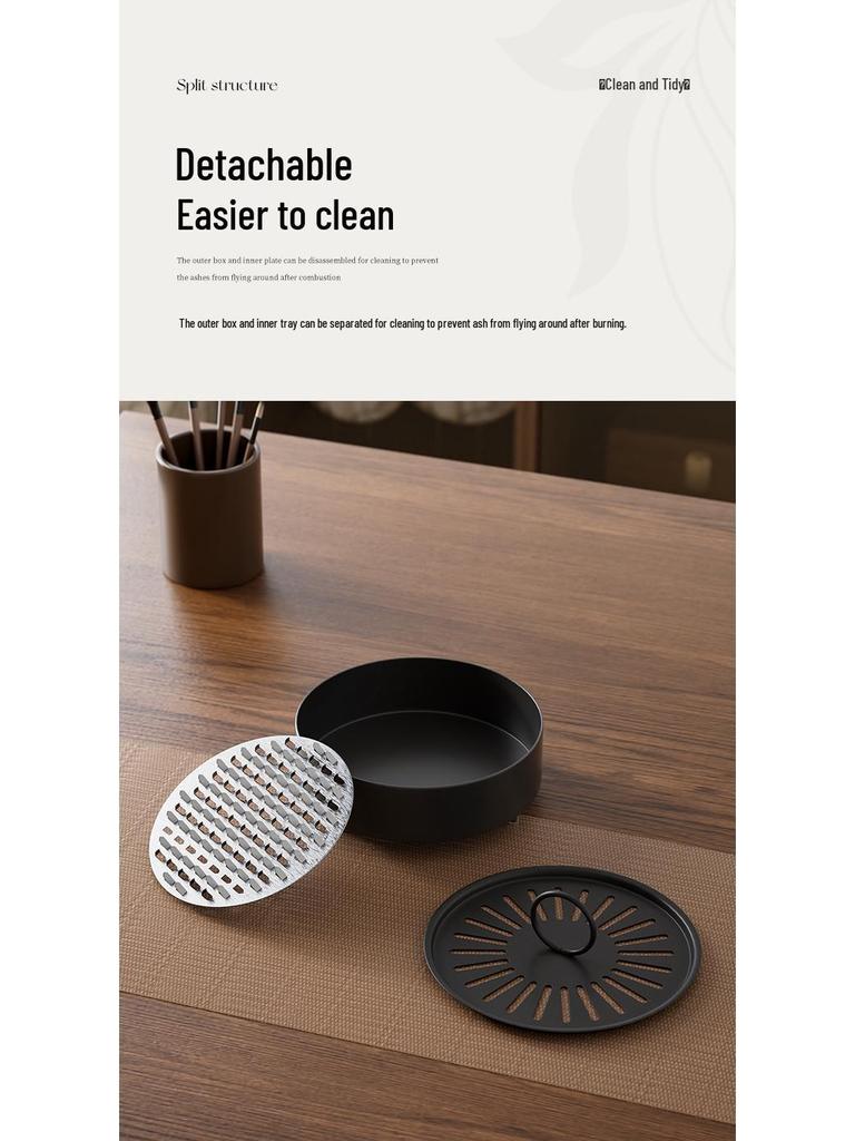Creative Anti-Scald Mosquito Coil Holder with Lid - Wrought Iron Ash-Free Sandalwood Storage