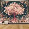 Tapestry Wall Hanging with Birds Perched Among Blossoming Trees, Polyester Holiday Decoration, Suitable for Living Room, Bedroom, Office, Home Decor, 