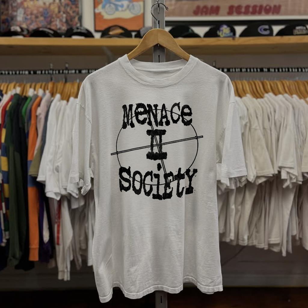 90s Menace II Society Aged White T-Shirt M