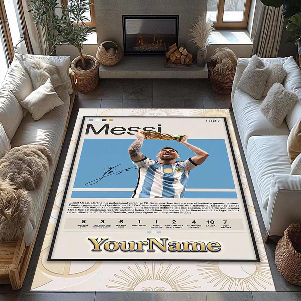 Messi 256 Customize Text Carpet Perfect for Hallway Study room Foyer Bedrooms Anti-slip Rug Decorate Offices