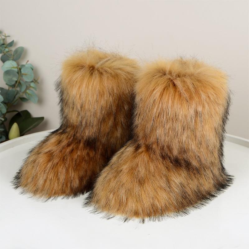 Fluffy Fur Boots Fluffy Fluffy Winter Warm Tube Women's Shoes