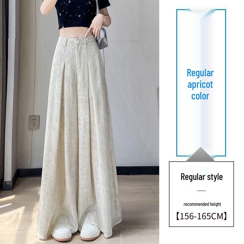 

Summer High-Waisted Tie-Dye Satin Wide-Leg Pants M (up to 105 lbs) абрикосовый