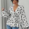 A Fresh and Sweet Autumn Style, High-waisted Printed and Youthful Floral Shirt Top for Women In Autumn and Winter