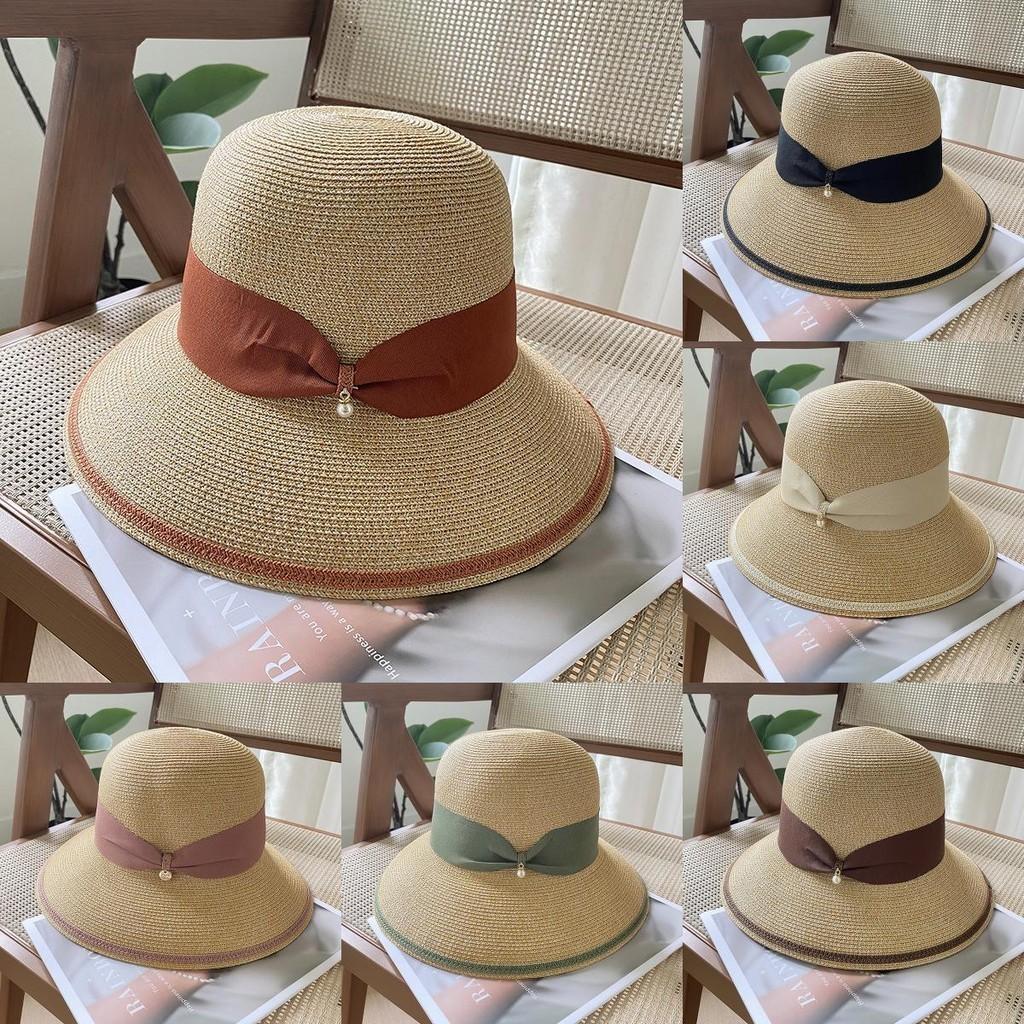 Butterfly Bow Wide Brim Straw Hat Women's Summer Sun Hat Audrey Hepburn Style Beach Vacation Hat Basin Hat Trend