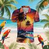 Maglietta Polo da Spiaggia Hawaiana con Palme per Uomo Estate Stampa 3D Foglie Manica Corta Polo da Golf Casual Street T-shirt Top