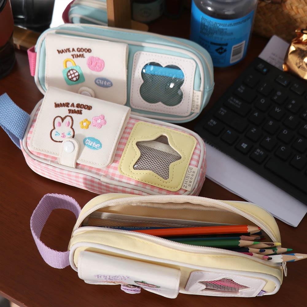 Embroidery Y2K Cartoon Stationery Bag PVC Display Ins Pencil Pouch  Stationery Holder