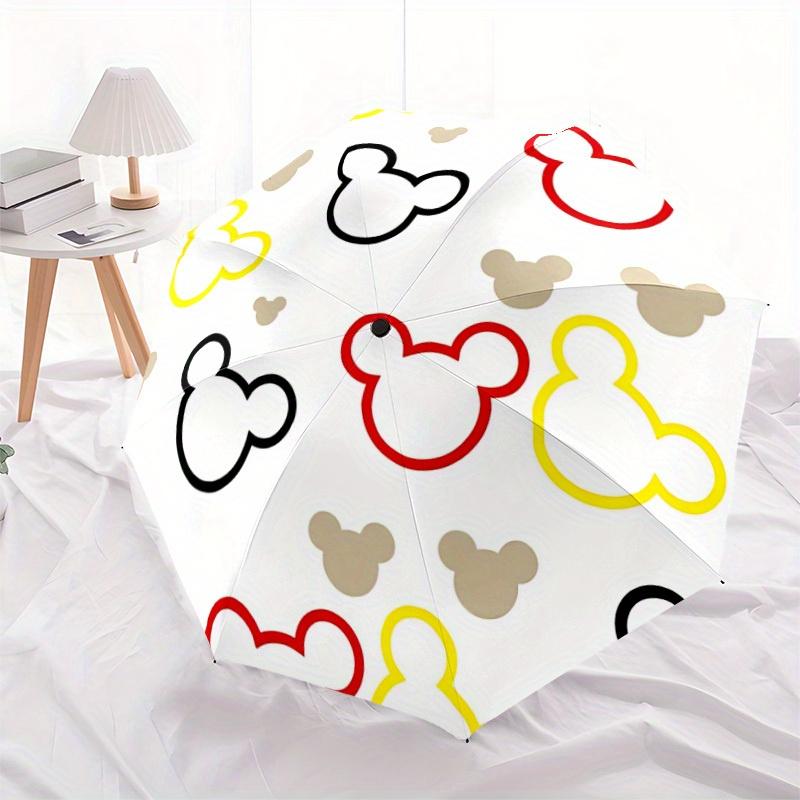1pc Mickey Mouse Automatic Folding Umbrella: Compact 8-rib Design Cartoon Travel Companion for Outdoor, Casual Accessory