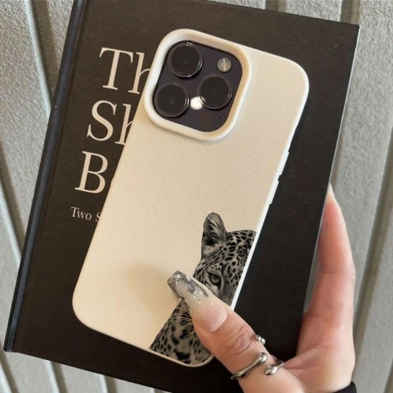 Schwarzes Leopardenmuster Lychee-Textur Handyhülle Für iPhone 17 Air 16 e 15 14 13 12 11 Pro Max Plus SE Weiche Hülle