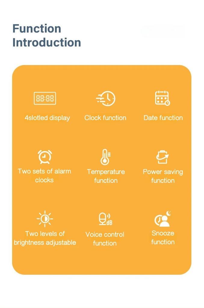 Digital Clock LED Wake Up Light Alarm Clock Bedroom Electronic Desktop Clock With Temperature Display Adjustable Brightness.