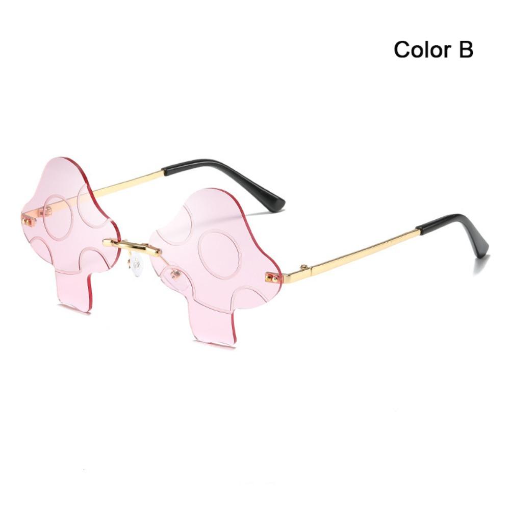 Halloween Transparent Women's Sunglasses Mushroom Shape Irregular Sun Glasses Fun Rimless Mushroom Glasses for Women Girls