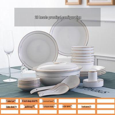 Jingdezhen Ceramic Gold Rim Dinnerware Set