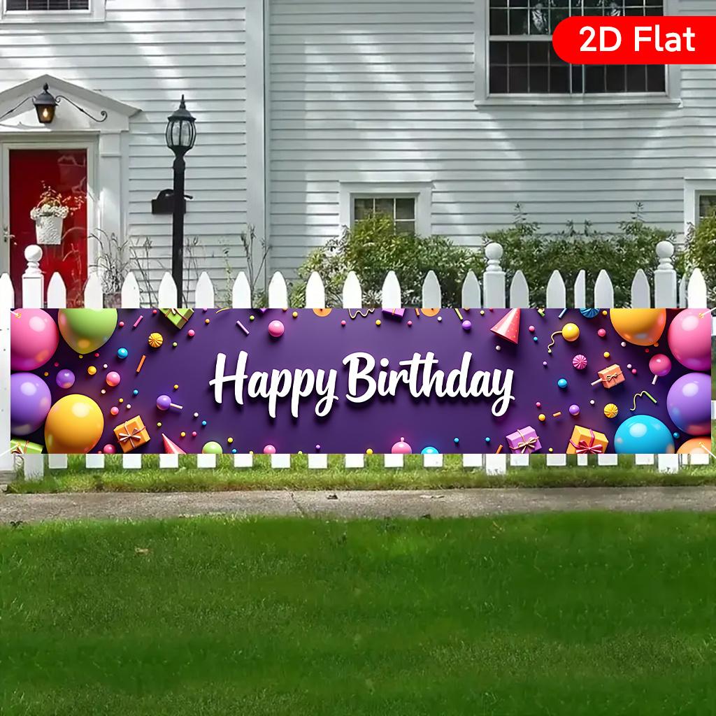 Birthday Yard Banner, Balloons & Confetti 10-Inch Exquisite Theme, Polyester Outdoor Birthday Slogan Decoration