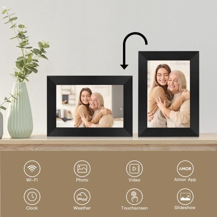Cadre Photo Numérique de 8 Pouces avec Écran Tactile IPS HD,32 Go de Stockage pour Partager des Photos ou des Vidéos n'importe où