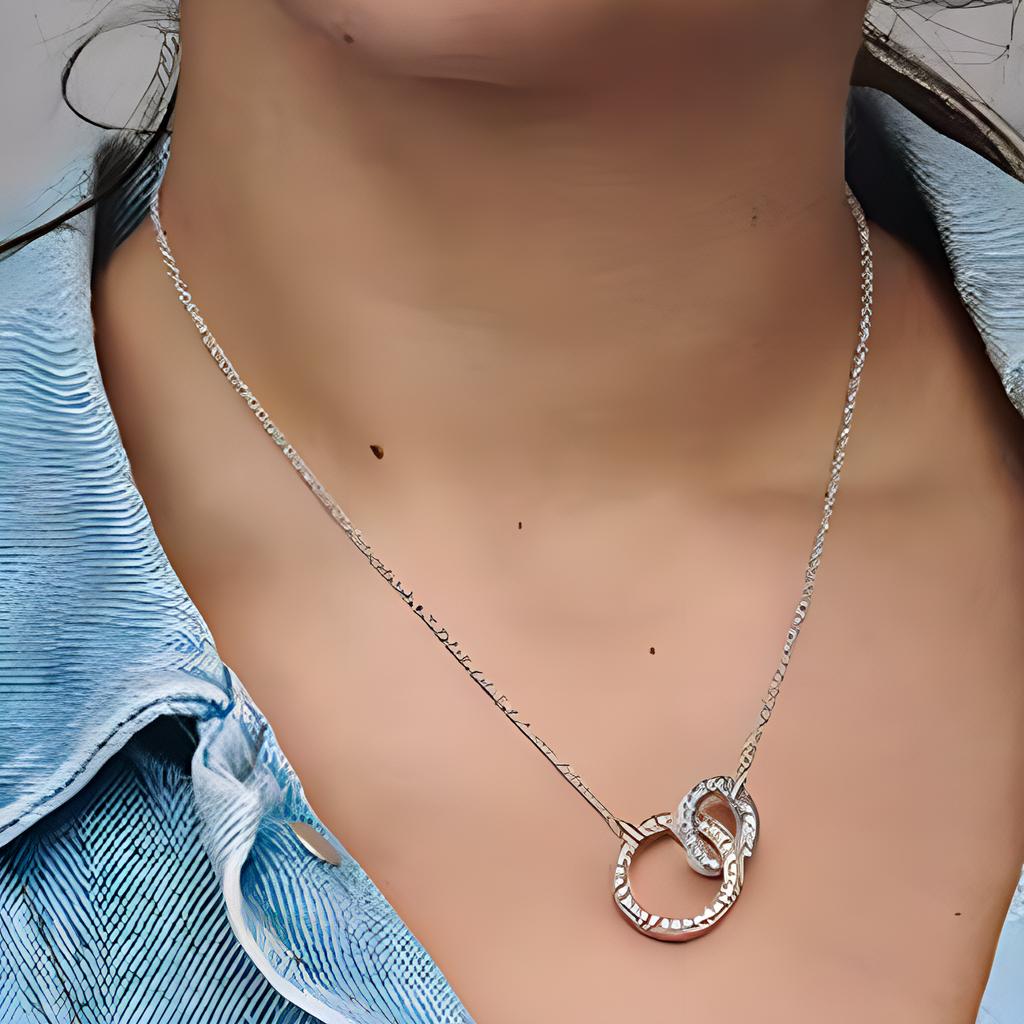 Pandora Double Ring Design Necklace Unisex necklace Silver 382778C01