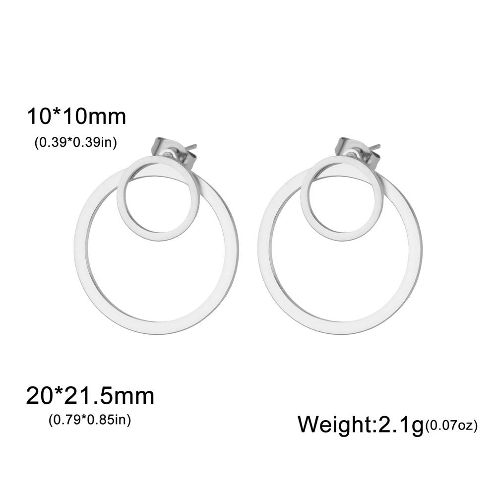 

My Shape Double Circle Round Stud Earrings Geometric Earrings Stainless Steel Earrings Minimalist Front Back Earrings Jewelry