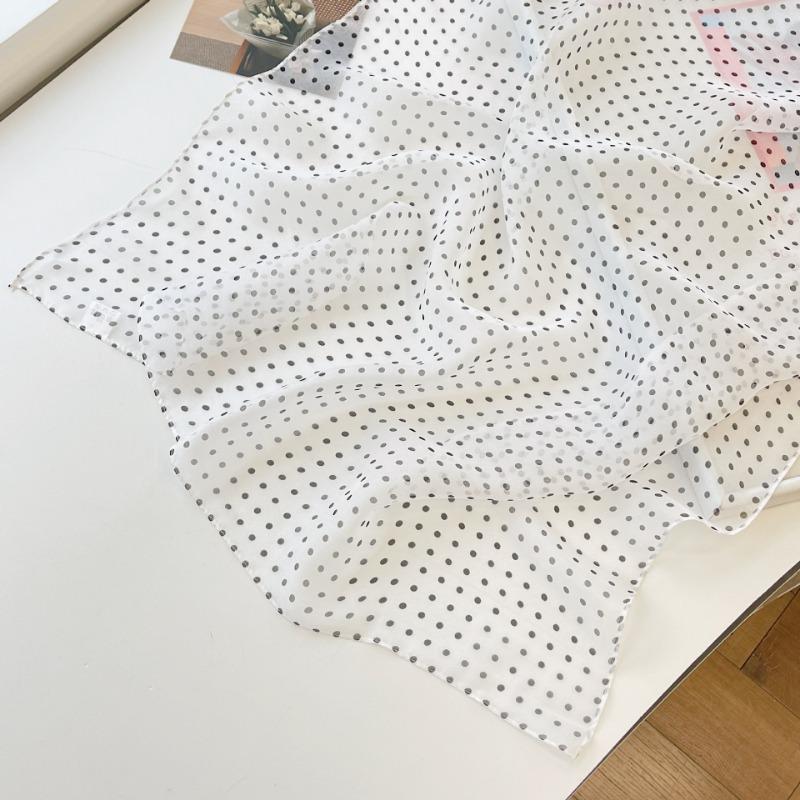 Spring and Summer New Thin Silk Chiffon Silk Scarf Women's Simple Atmospheric Polka Dot 100 Mulberry Silk Silk Scarf Breathable Scarf
