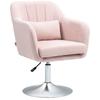 Sillón de Sala de Estar con Cojín Lumbar, Altura Regulable, Giratorio 360 grados, Base Metálica, Rosa