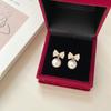 1Pair Korean Style Fashion Simple Personality Exquisite Temperament Earrings Bow Knot Shell Pearl Earrings Women'S Jewelry