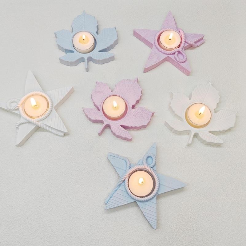 Maple Leaf Candle Holder Mold DIYs Candlestick Silicone Mould Aromatherapy Plaster Gypsum Cement Craft Home Decorations