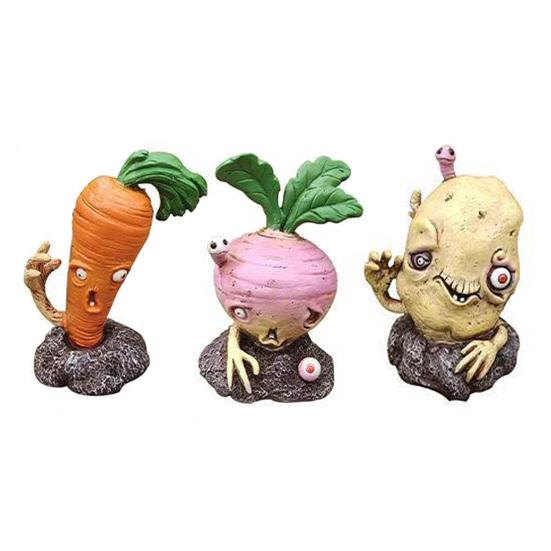 Halloween Vegetable Zombie Statue, Spooky Carrot Potato Zombie Garden Sculpture, Resin Outdoor Decoration for Patio, Yard, Graveyard Decor