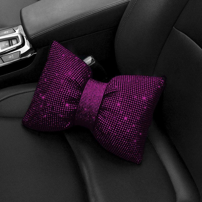 1Pcs Diamond  Bowknot Car Neck Pillow  Auto Headrest Seat Support Waist Pillows Car Accessories For Women