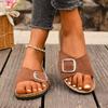 European and American fashion belt buckle open-toed cool slippers women's foreign trade thick-soled muffin slippers women's shoes large size Xia Xin