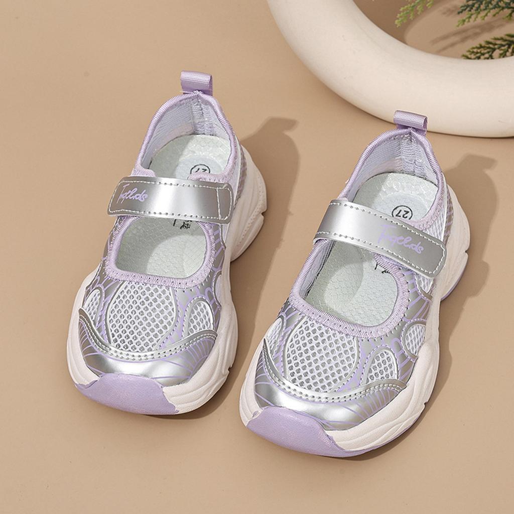 Girls Summer Breathable Mesh Sandals Lightweight Casual Hollow Out Sports Shoes with Adjustable Strap for Outdoor Activities