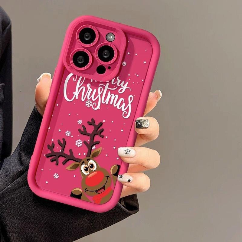 Christmas cartoon elk for iPhone16ProMax phone case 14 Apple 13 matte 12/15 Premium 11