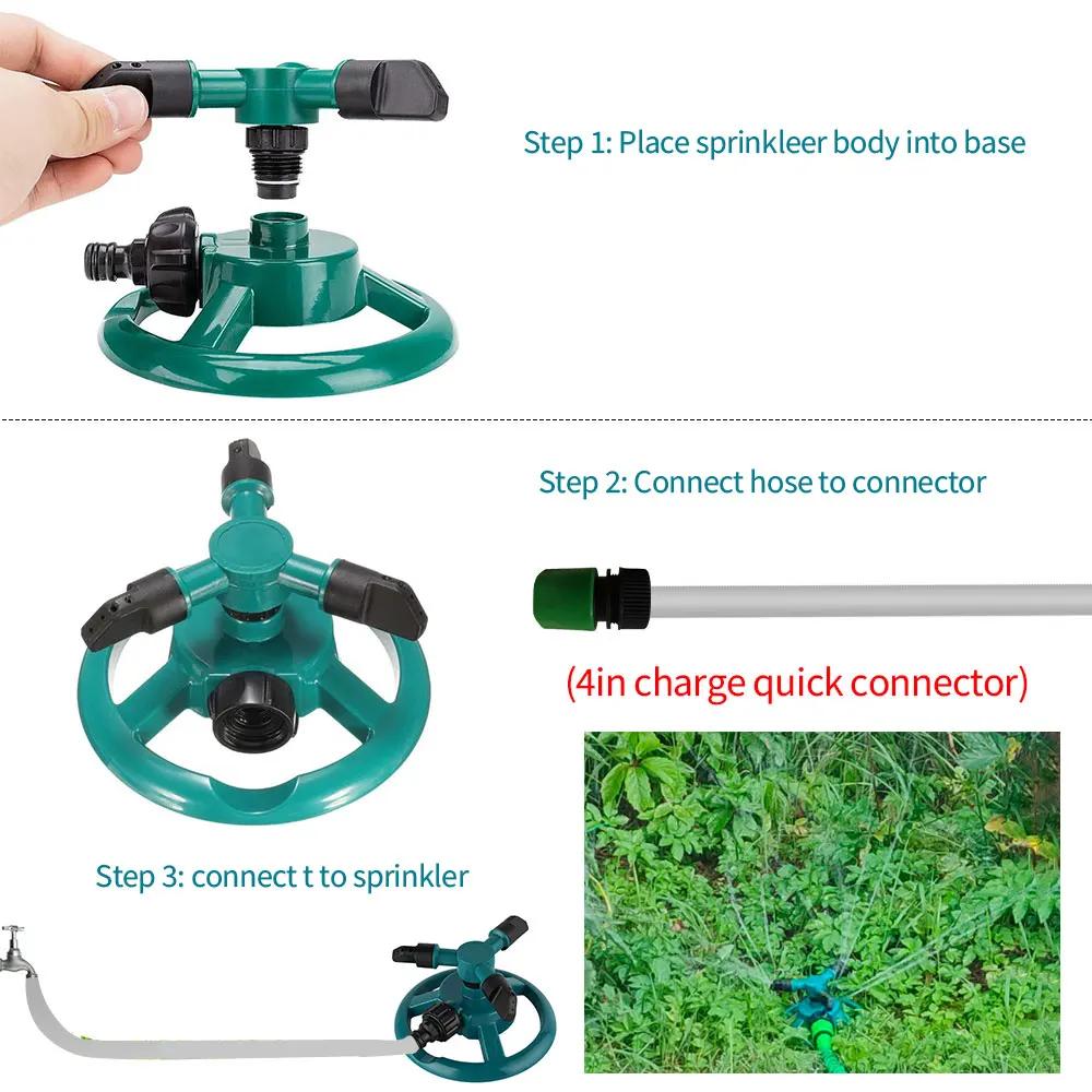 360 Degree Automatic Rotating Garden Lawn Water Sprinklers System Large Area Coverage Rotating Nozzle Garden Irrigation Supplies