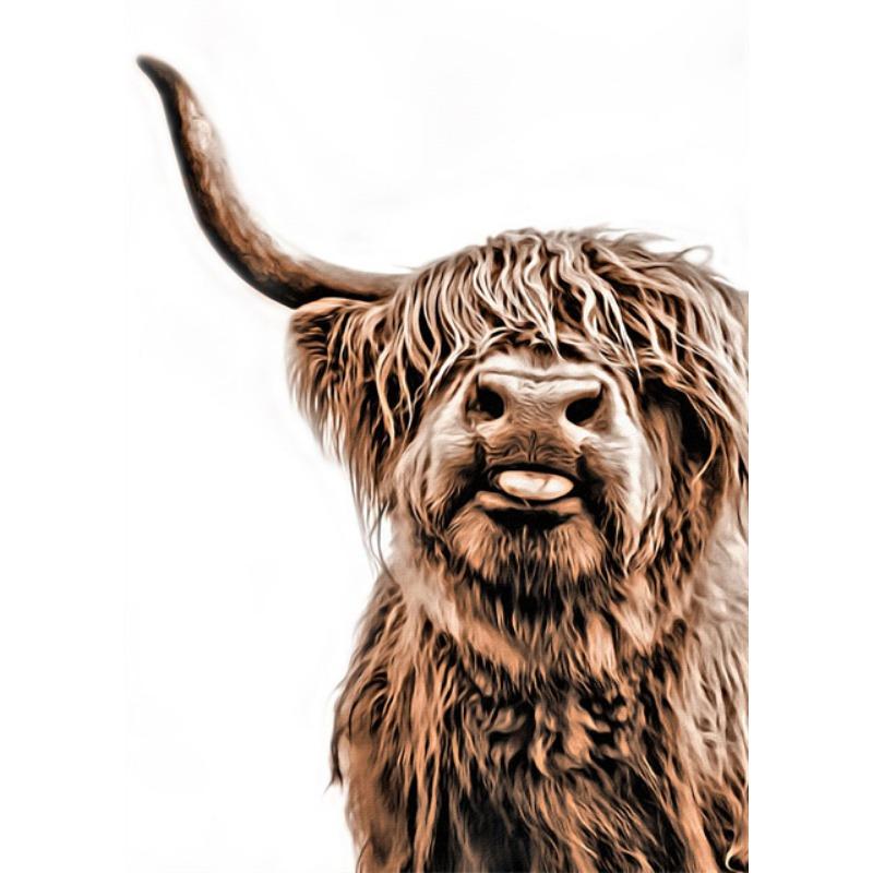 Abstract Cute Higland Cattle Art Canvas Paintings Watercolor Highland Cow Posters and Prints Wall Art Pictures for Home Decor