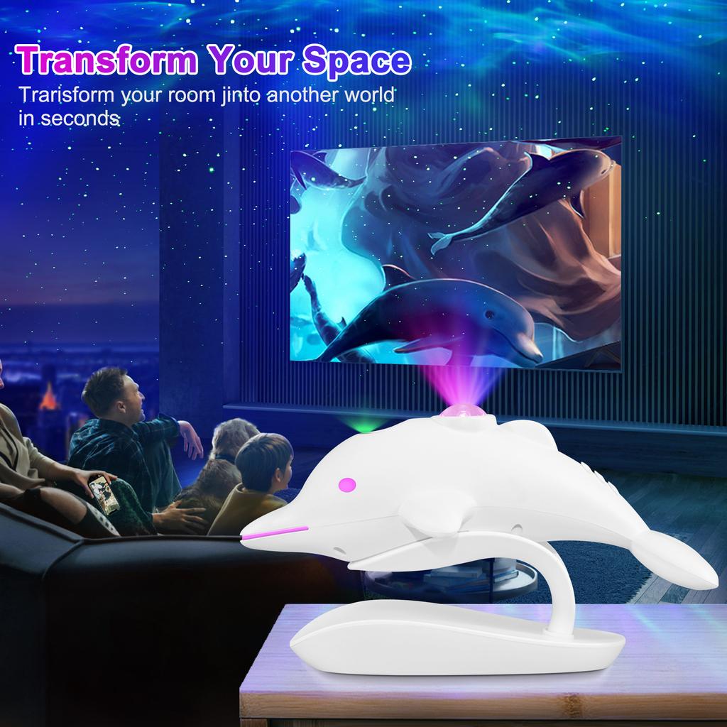 Dolphin Starry Sky Projection Light with Remote Control Starry Sky Atmosphere Lights Bedroom Party Decoration Children's Gift