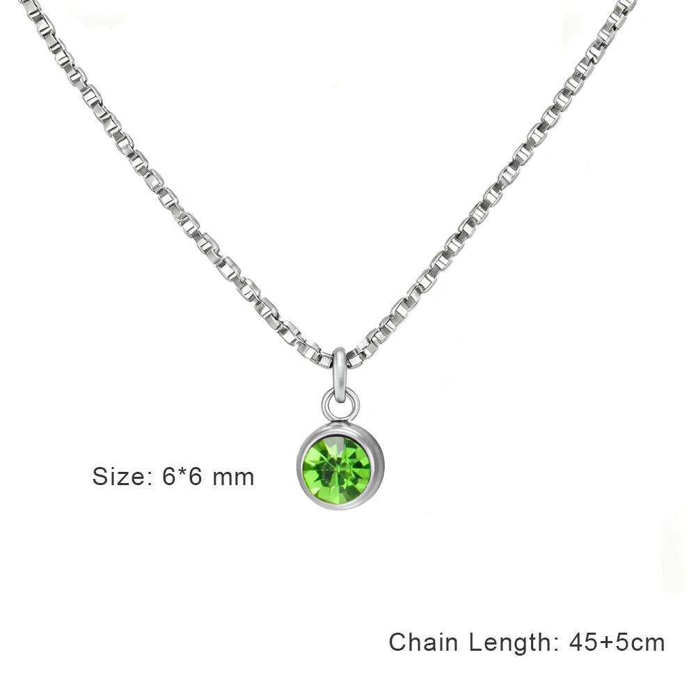 Clear Zircon 12 Month Birthstone Charm Necklace for Women Stainless Steel Thin Box Chain Necklace Jewelry Birthday Gift 2026
