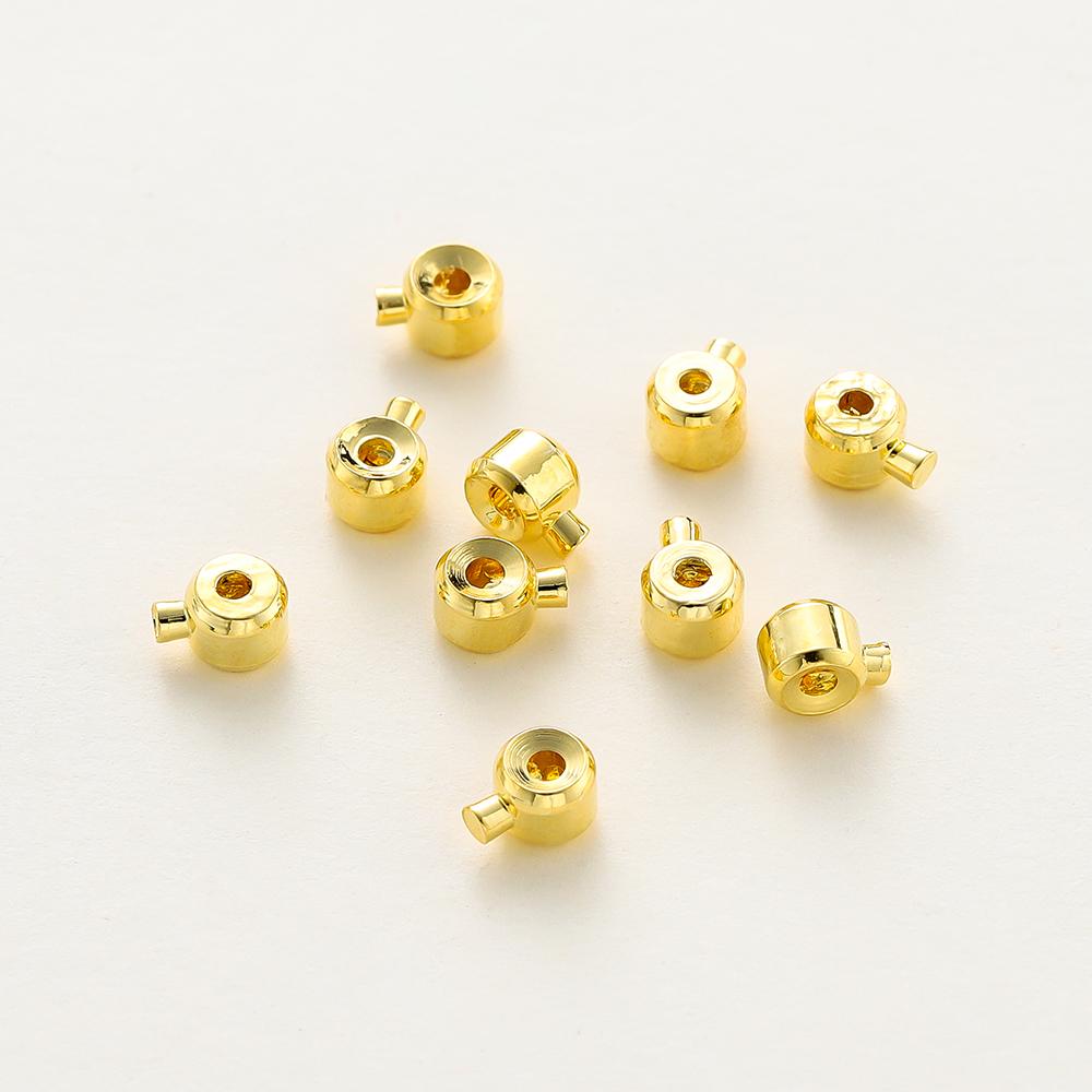 20pcs Positioning Clasp 14K 18K Gold Plated Crimp Snap Button Bracelet Necklace Fastener Ball End Cap For DIY Jewelry Findings