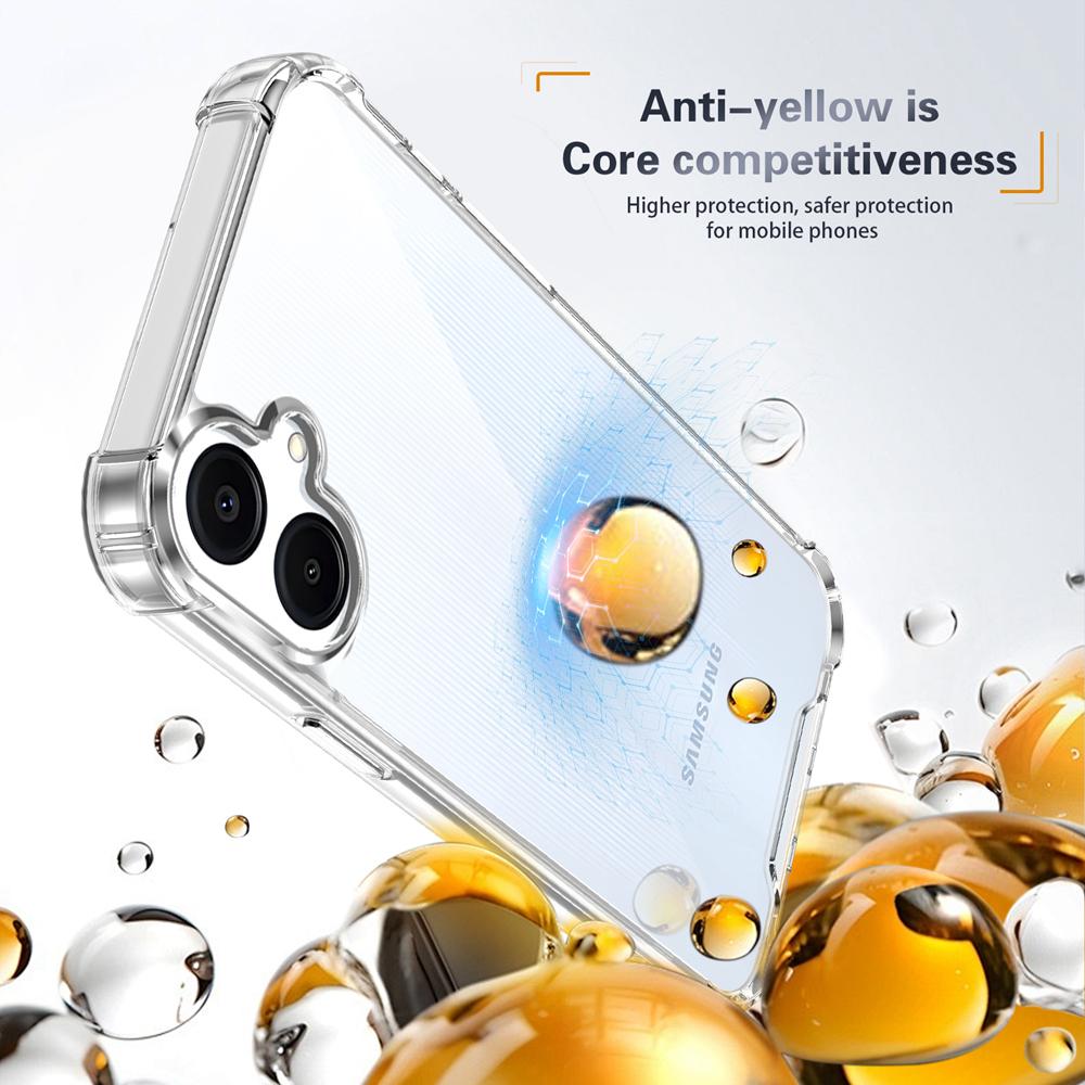 KEYSION Custodia trasparente antiurto a quattro angoli per Samsung A06 4G 5G TPU morbido+PC Cover posteriore trasparente per telefono per Galaxy A06 5G