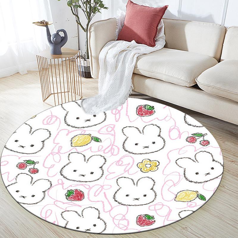 Miffy,Round Area Rug,Carpet Rug for Living Room Bedroom Sofa Playroom Decor,Non-slip Floor Mat