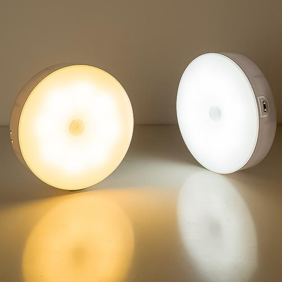 Night Light High Lumens Automatic On/Off Energy-Saving USB Rechargeable LED Motion Sensor Light Bedside Lamp