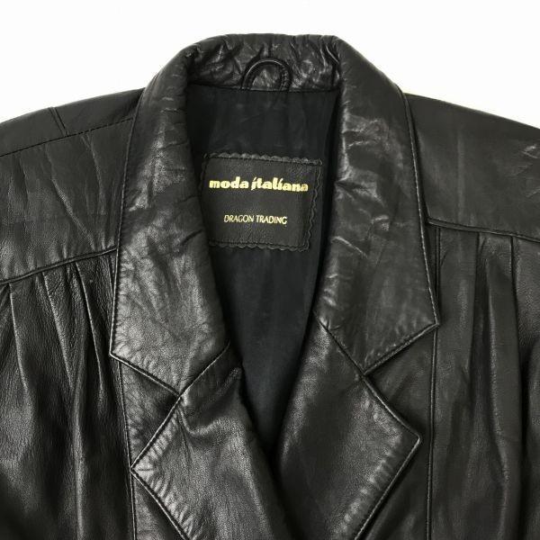 moda italiana Genuine Sheep Leather Coat Jacket Outerwear/Women’s M/Size 9/Black/Chest Pockets(USED)