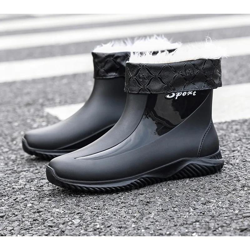 Men Rain Boots Chef Shoes Fishing Shoes Casual Waterproof Comfortable Fashion Non-slip Strong Wear-resistant Trend Large Size 44