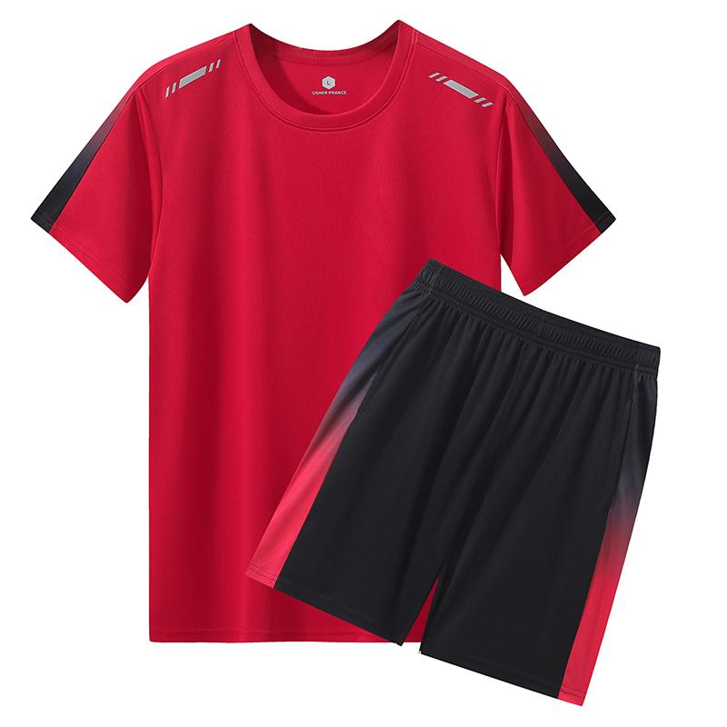 Gym Running Kits Male Basketball Uniform Suit Men Shorts Outdoor Morning Running Clothes Cycling Training Tight Fast Drying