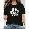 Women'S Printed Short-Sleeve T-Shirt, Soft Round-Neck Casual Top, Machine Washable, Comfortable Springsummer Style, Fashionable Pattern,