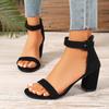 Summer  Style Round Toe Comfortable Buckle Strap Casual Sandals Able Thick Heel Sexy Banquet High Heel Sandals Women